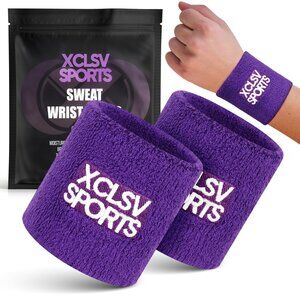 Purple Terry Cloth Sweat-Wicking Sports Wrist Bands